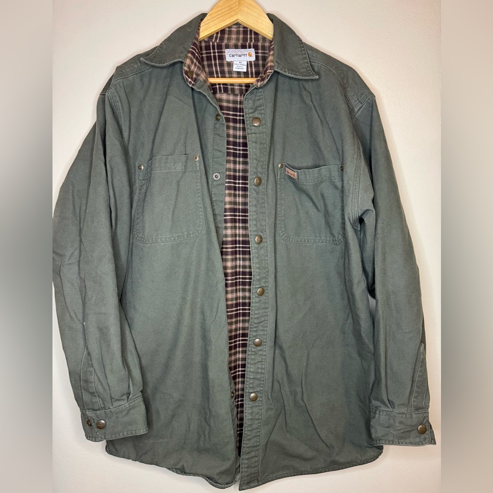 Carhartt Lined‎ Shirt Jacket Men's M Green Button Up